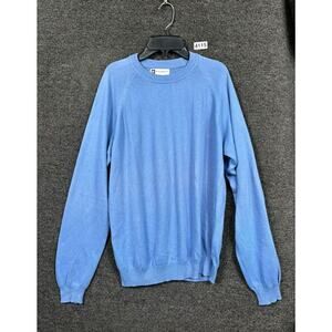 VTG Bachrach Sweater Mens Size M Blue Long Sleeve Crew Neck Made In Italy